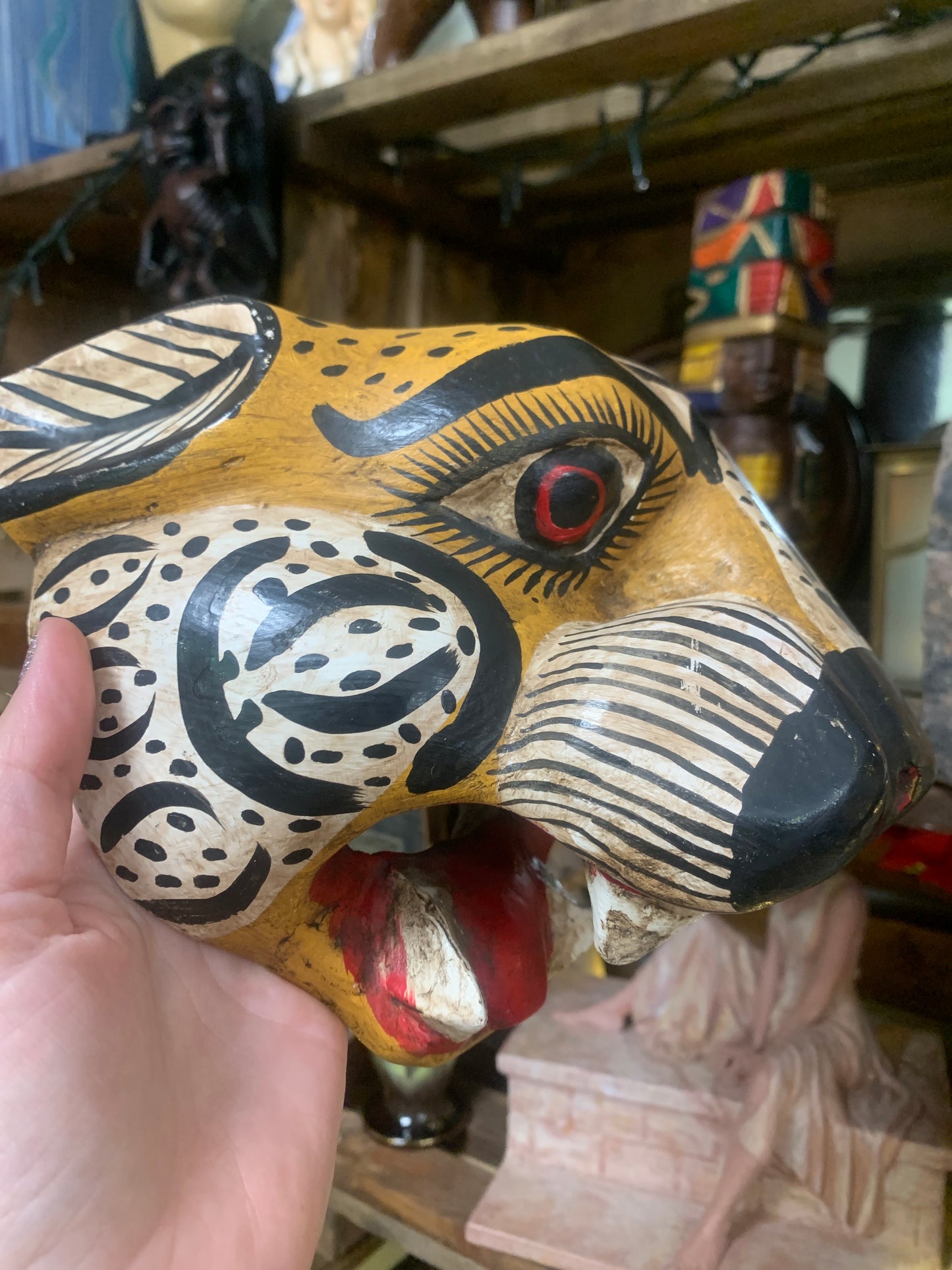 Wooden carved painted tiger