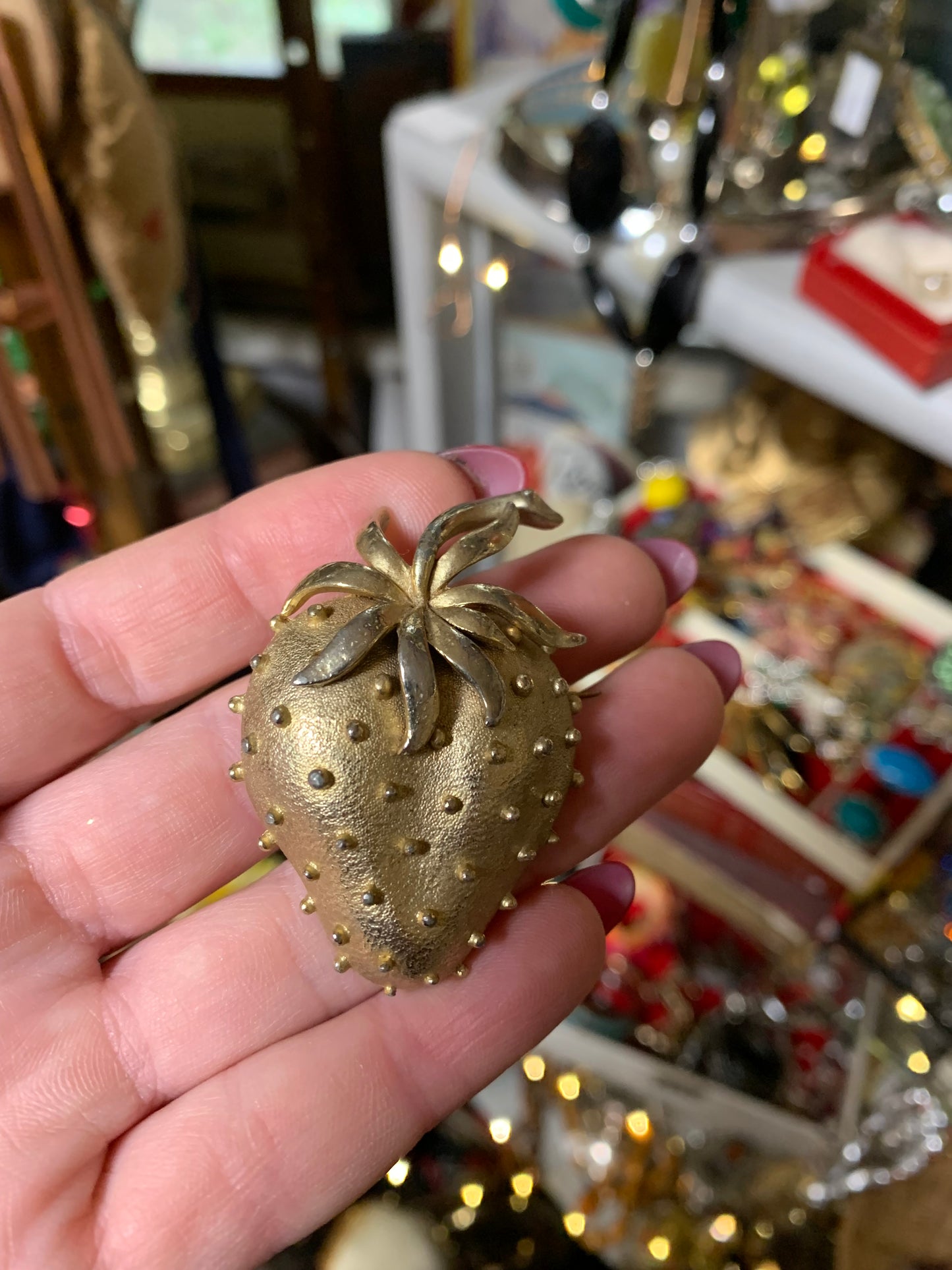 Rare Vintage Strawberry Brooch