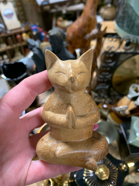 Wooden yoga cat