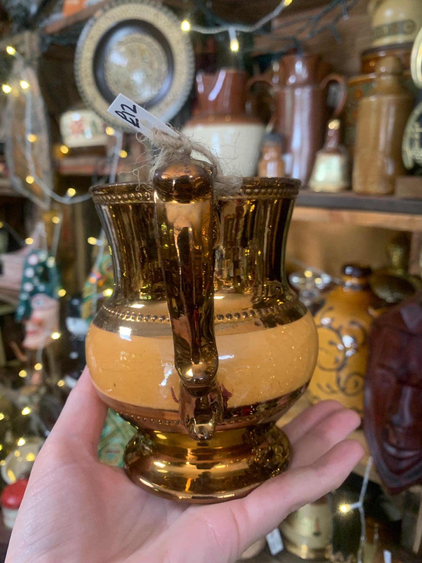 Antique vase / jug orange and copper colour