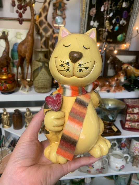 Pottery Cat with Heart