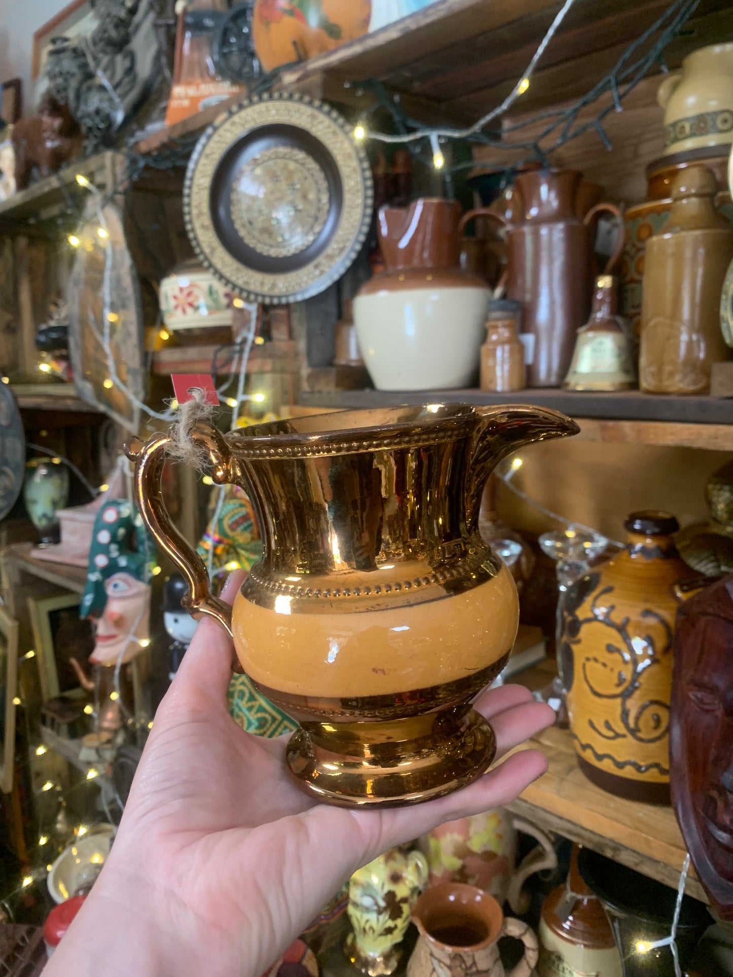 Antique vase / jug orange and copper colour