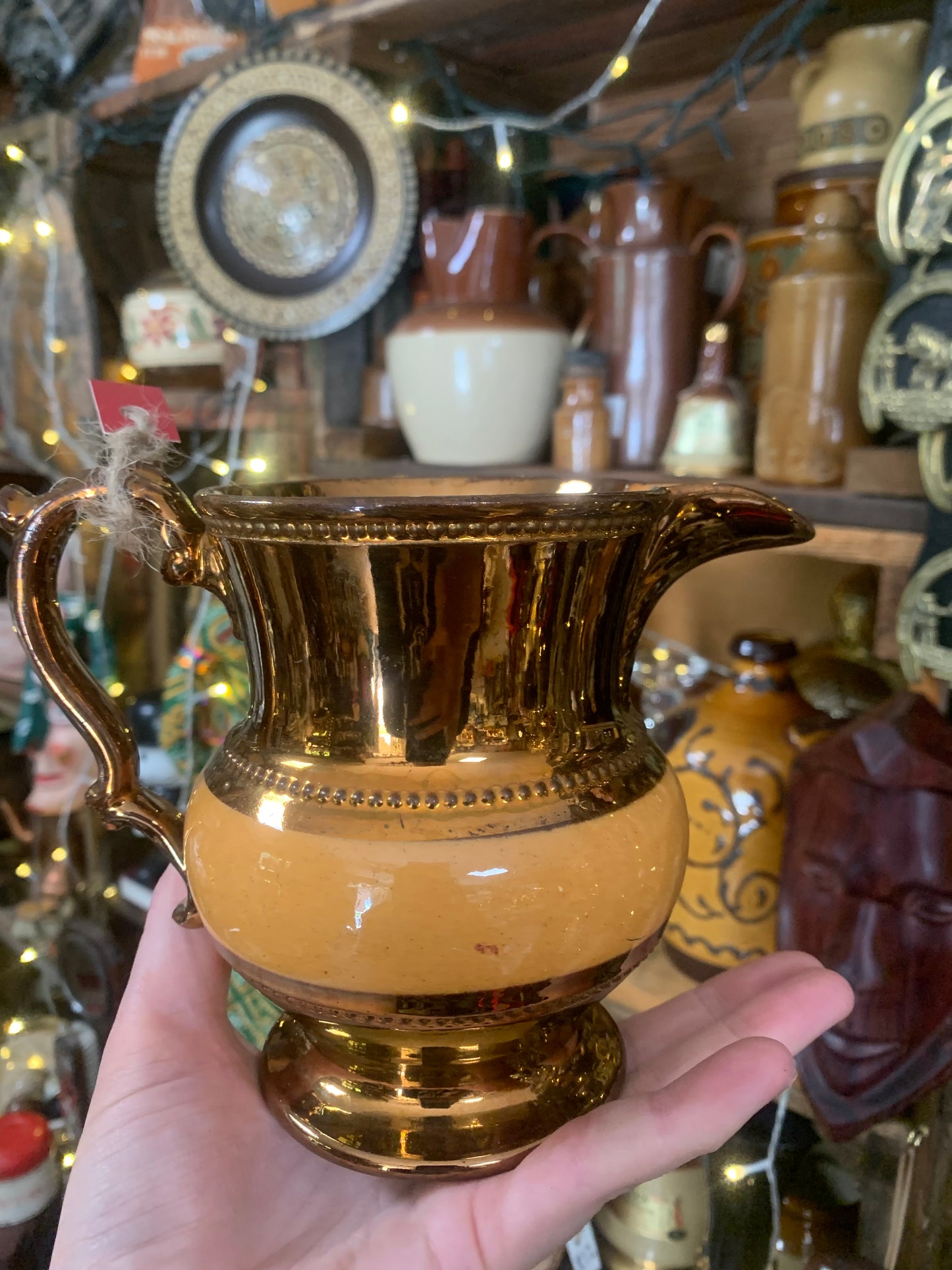 Antique vase / jug orange and copper colour