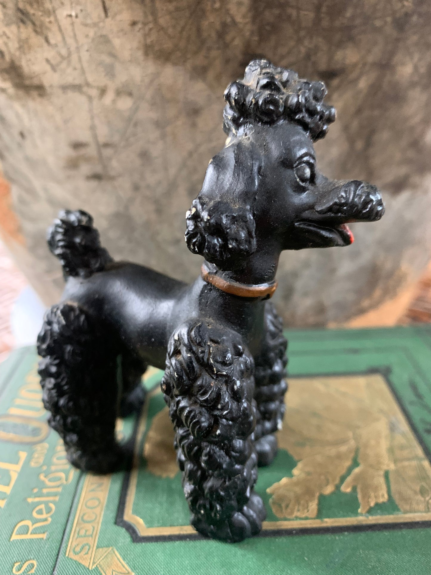 Vintage black poodle dog