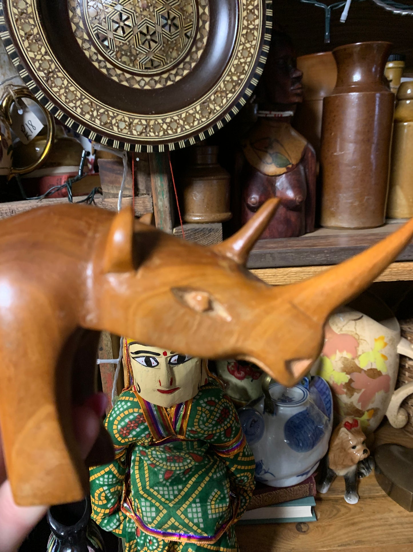 Mid century rhino wooden