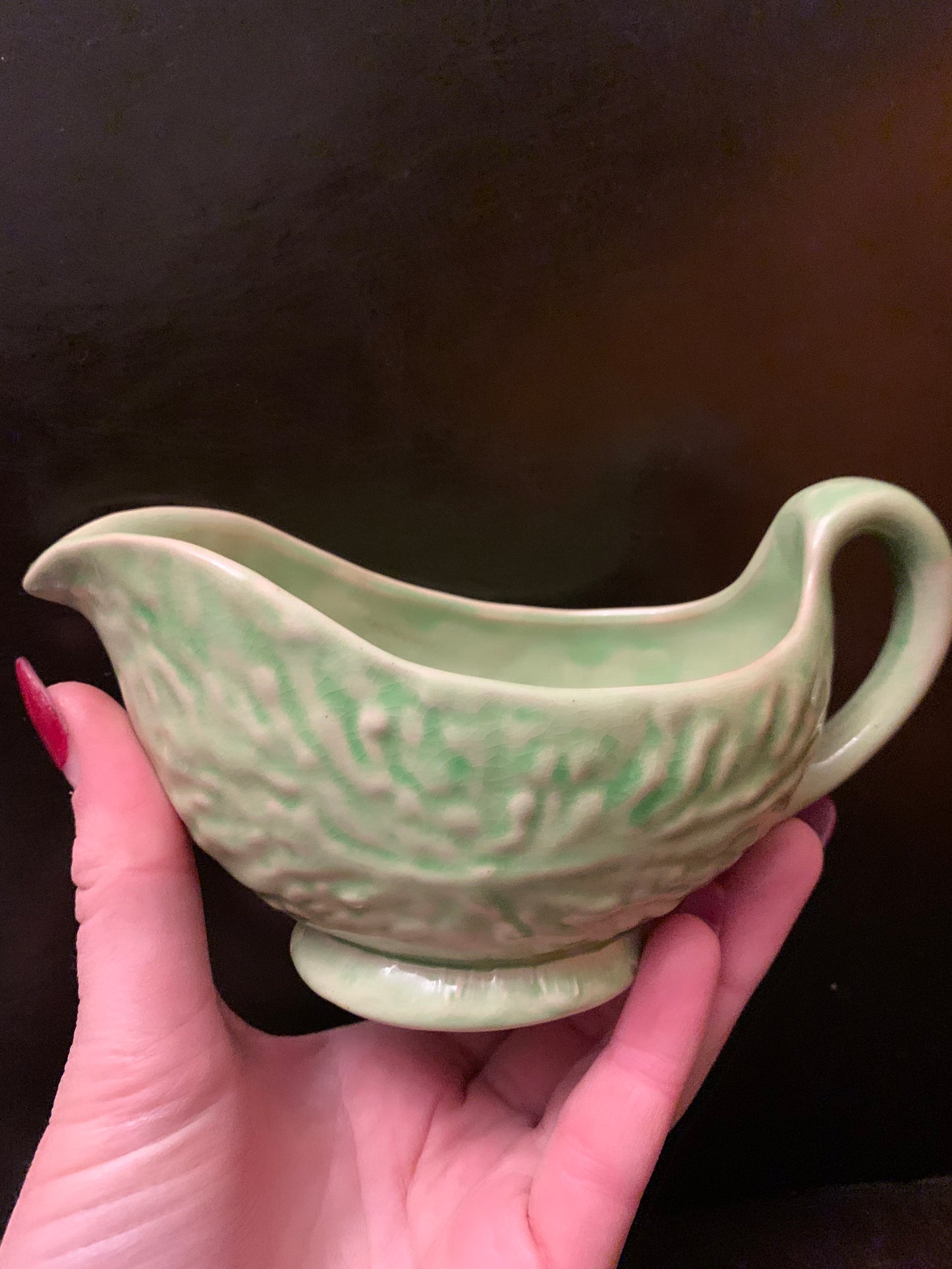 Little green vintage gravy boat