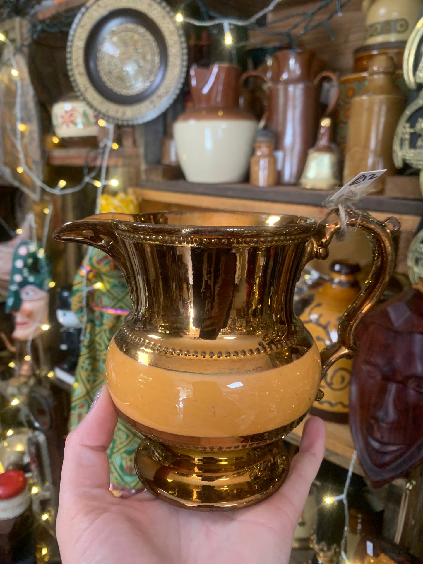 Antique vase / jug orange and copper colour