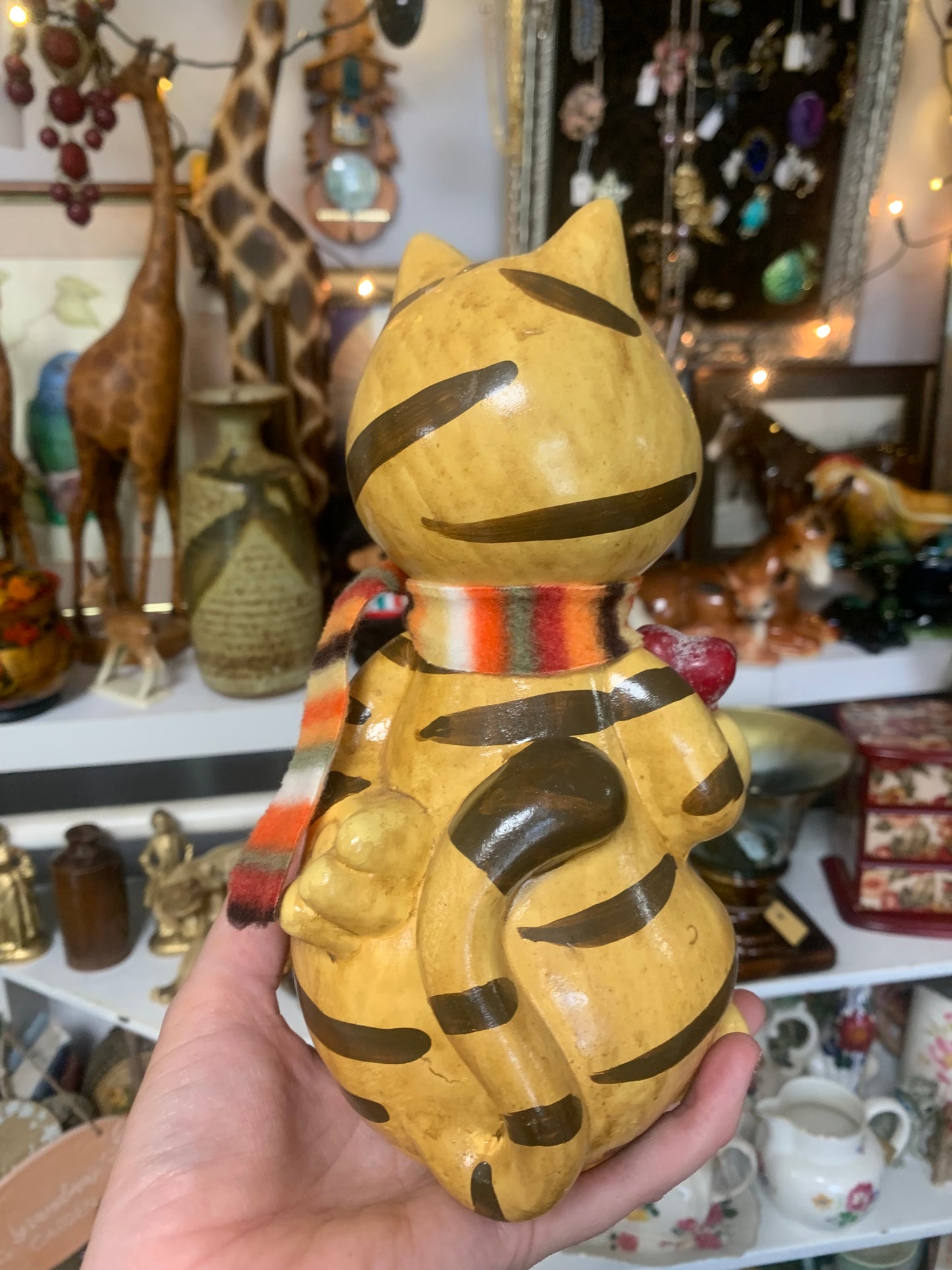 Pottery Cat with Heart