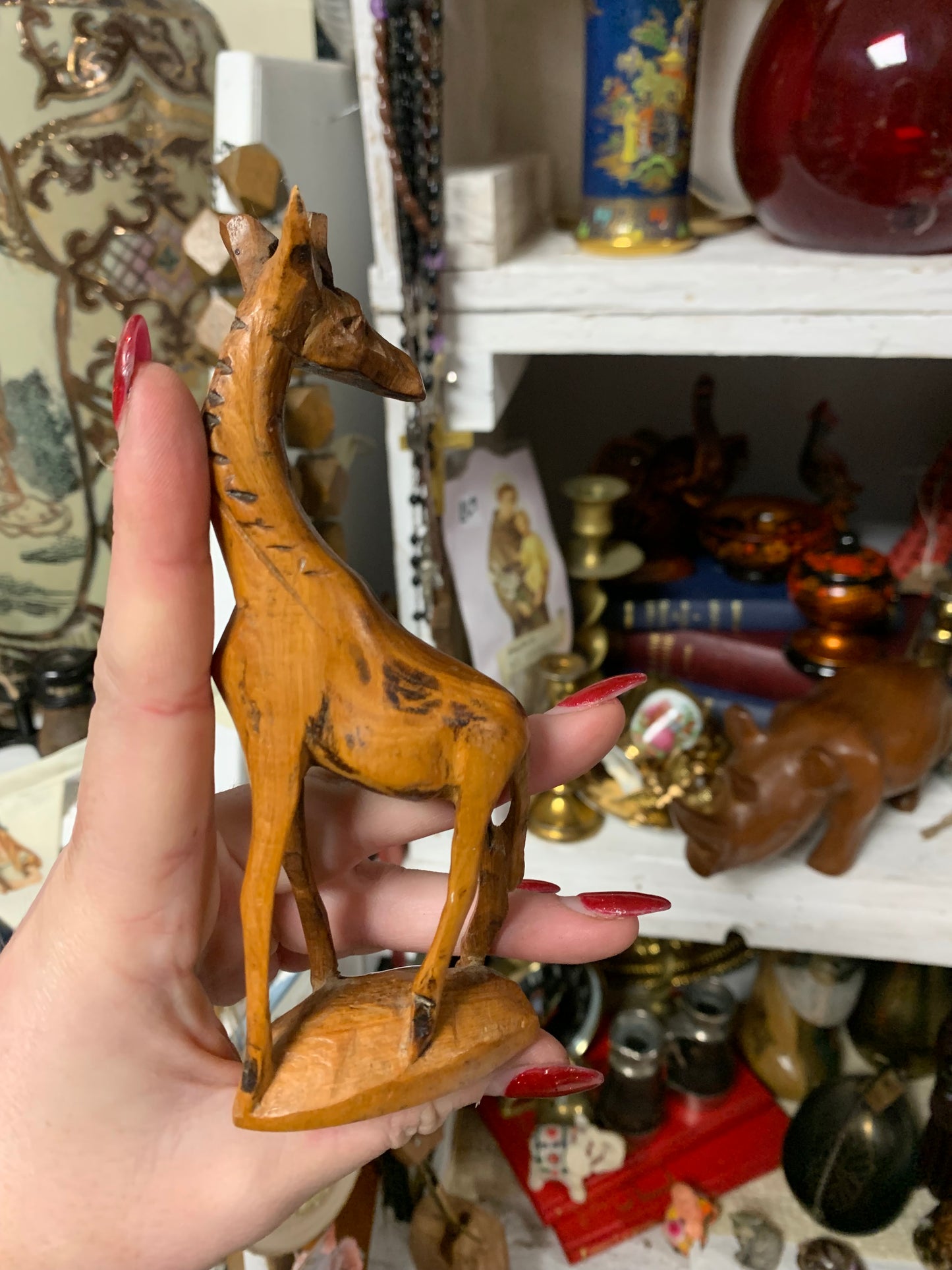 Mid Century Wooden Giraffe