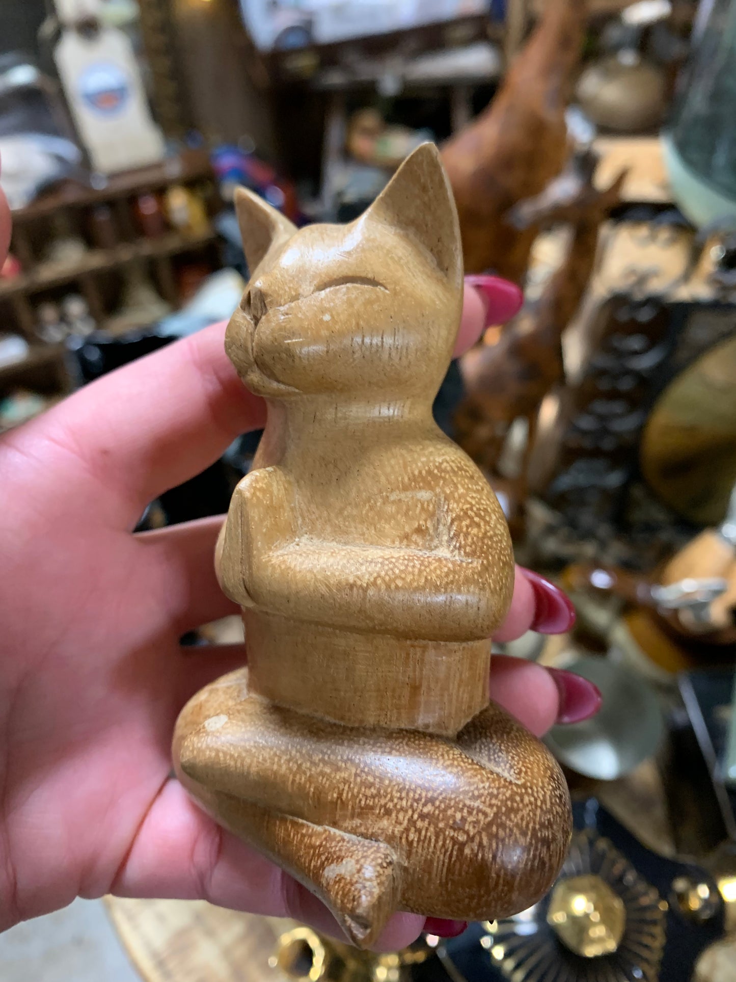 Wooden yoga cat